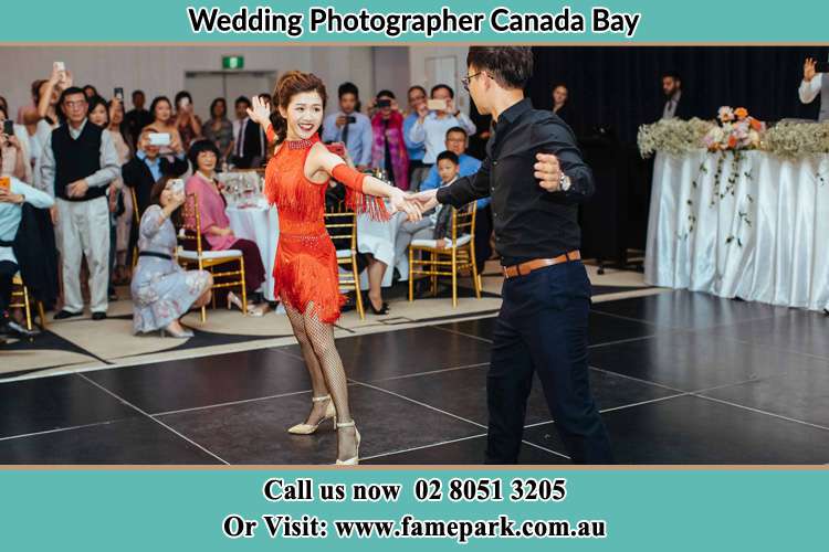 Photo of the Bride and the Groom dancing on the dance floor Canada Bay NSW 2046