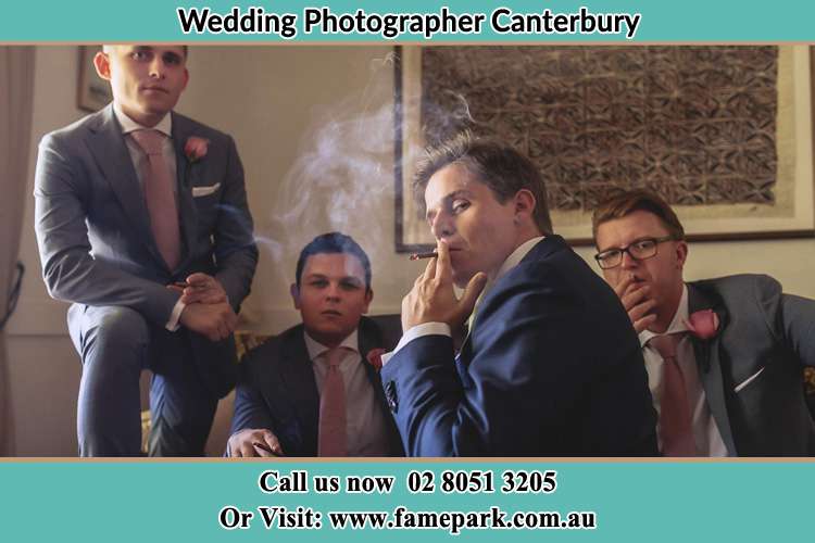 Photo of the Groom and the groomsmen relaxing Canterbury NSW 2193