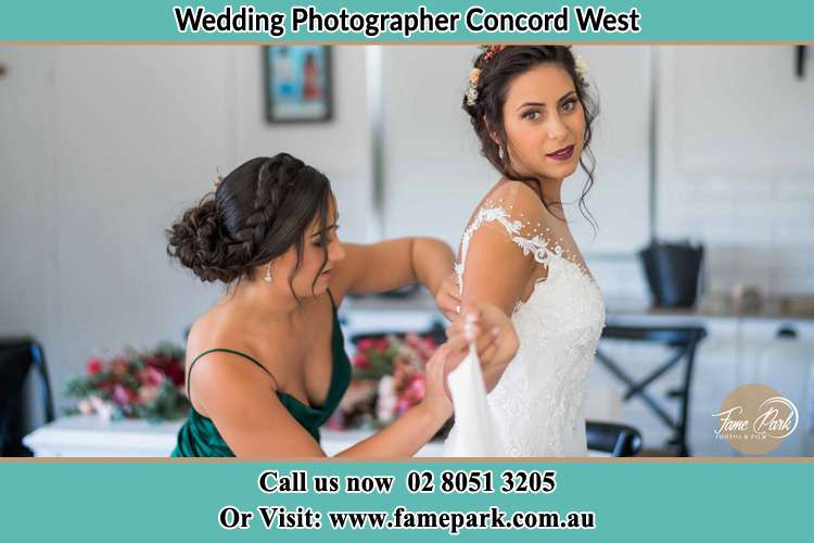 Photo of the Bride and the bridesmaid getting ready Concord West NSW 2138