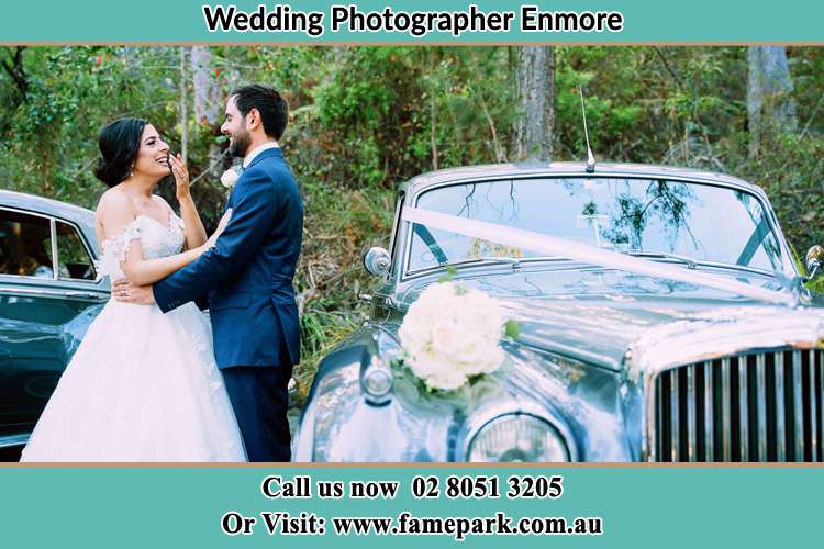 Photo of the Bride and the Groom near the bridal car Enmore NSW 2093