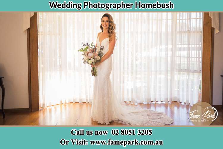 Photo of the Bride holding flower bouquet Homebush NSW 2140